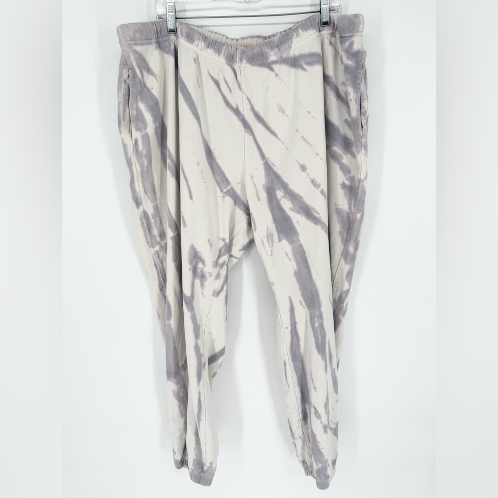 Good American Lilac/Grey Boyfriend Cotton Tie-Dye Classic Sweatpants Plus Size 5 - Picture 5 of 13